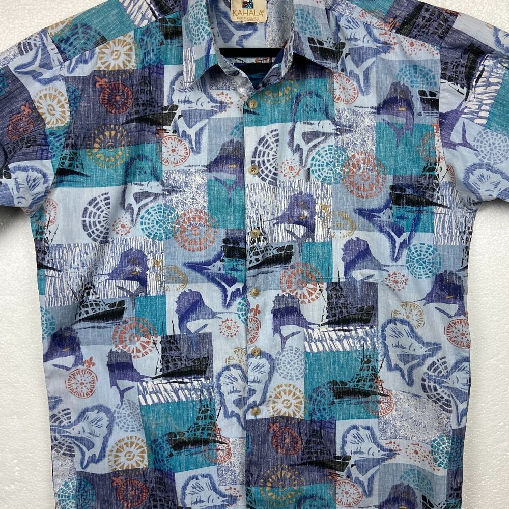 Kahala Mens Hawaiian Shirt Sz L